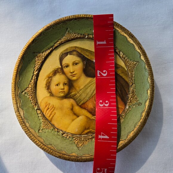 Vintage Madonna & Child Jesus Florentia Religious Art Print hand made in Italy - Picture 2 of 4